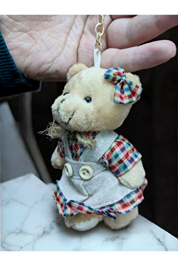 Fidan oyuncak Dressed Plush Teddy Bear Keychain and Bag Ornament 13 cm