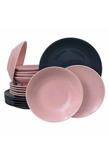 Cesiro 18-piece plate set, for 6 people, Ash, Cesiro, Grey/Pink