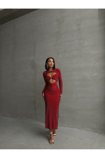 ADA MODA Long dress with rhinestones