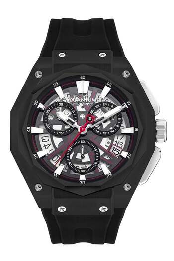 Quantum QUANTUM HNG1097.651 Men Chronograph Display Watch & Silicone Strap Black
