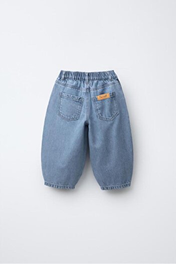 Magu Unisex Children's Cotton Balloon Cut Jeans - Elastic Leg Detail