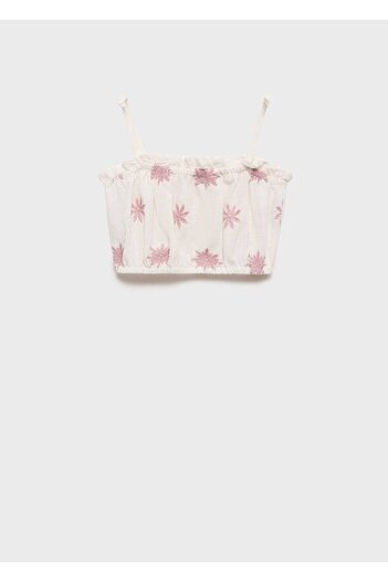 MANGO Kids Embroidered Crop Blouse