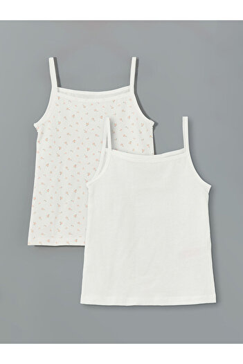 LC Waikiki Lcw Kids Ecru Square Collar Girl's Undershirt 2-Piece