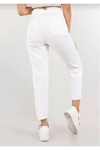 Trn JNS Mona White Mom Jean Γυναικείο Boyfriend Ψηλόμεσο Τζιν Παντελόνι Lycra