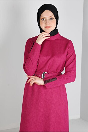 Alvina BELTED BUTTON DETAILED DRESS 43383