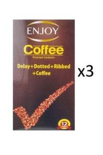 Enjoy Enjoy Coffee Flavored Condoms, 12 Count, Pack of 3