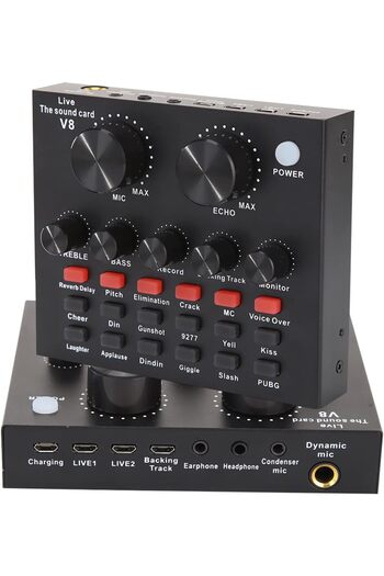 fulina V8 Live Sound Card,with Dual DSP Noise Reduction Chip & ECHO,with Multiple Effects,for Music Singing