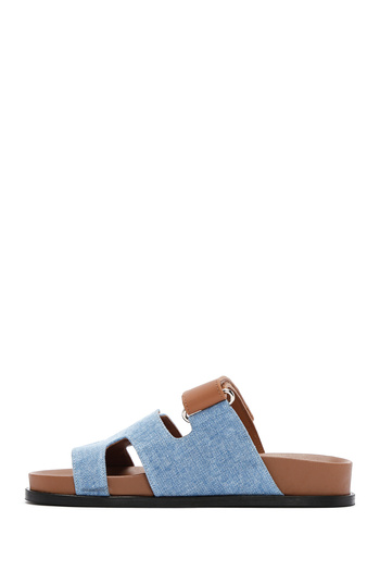 Derimod Women's Tan Banded Leather Slippers 25Sfd 120014