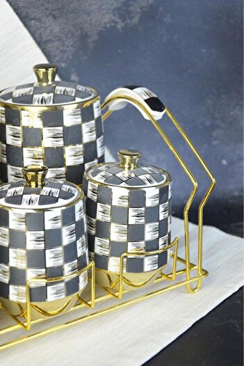 ÇIRPAN EV Mat Checkers Gold 7 Pieces Spice Set