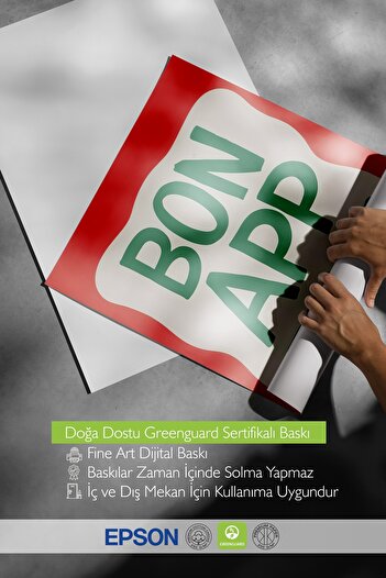 Postifull Beyaz Çerçeveli Tablo, Bon Appetit, Comfort Serisi Mutfak Duvar Tablosu, NO:109069