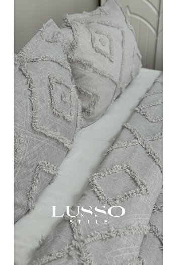 LUSSO Scandinavian Double Bedspread 250X260 and 2 Pillows Silver Gray