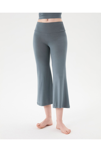 Ayma Active Women's Light Blue Grey Capri Flow Shorts Pants - Double Layered Bodice, Inner Shorts Layered