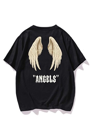VBSVİBES Ανδρικό μπλουζάκι Black Angels Printed Oversize