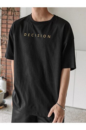 VBSVİBES Πλεκτό μπλουζάκι Unisex Μαύρο Oversiz Decision Printed