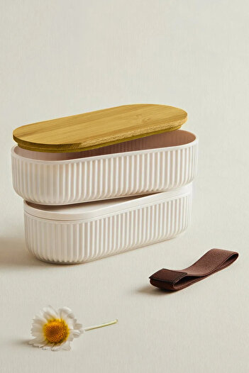 Kitchen Life 8 Pieces Duele Vacuum Bamboo Lid Storage Container 500ml / Striped Kayak Storage Container