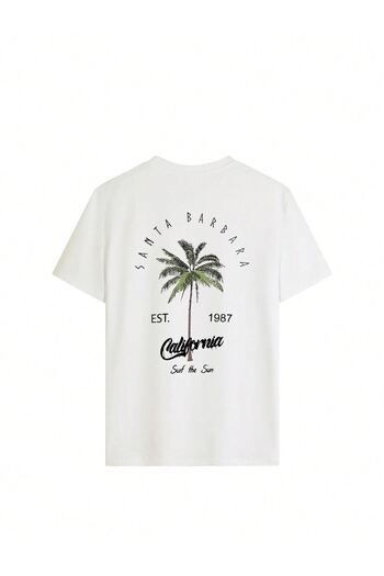DUBU BUTİK California 1987 Single Jersey T-Shirt - White Printed Oversize Crew Neck Short Sleeve T-Shirt