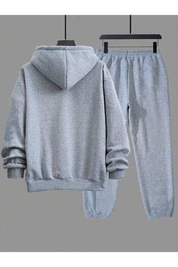 CLAYES Σετ φόρμας King Taç Φούτερ Jogger - Γκρι εμπριμέ Oversize Raised Hooded