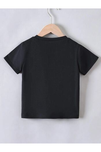 CLAYES Paris Written Children's Cotton T-Shirt - Black Printed Girls' Boys' Summer Crew Neck T-Shirt