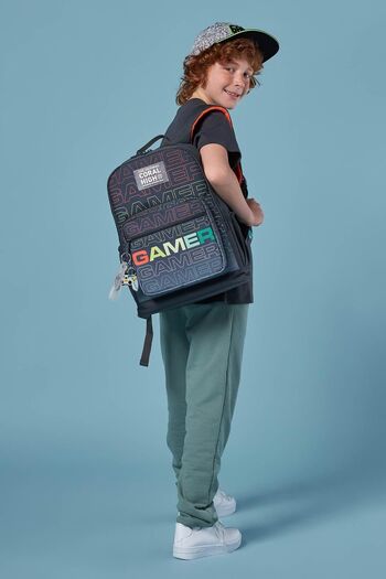 Coral High Gamer Patterned 3-Piece Set School Backpack