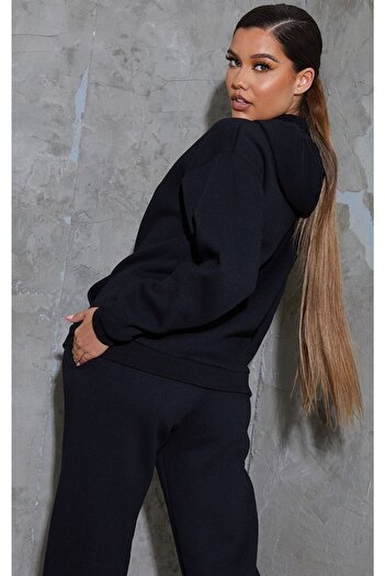 CLAYES Curious Paraçay - Black Printed Oversize Rose Gold Hooded Sweatlard Jogger