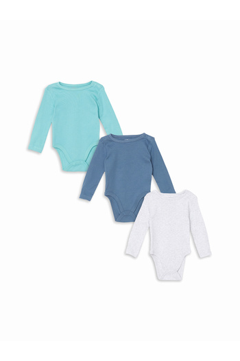 LC Waikiki Crew Neck Long Sleeve Baby Boy Snap Fastener Bodysuit 3-Piece