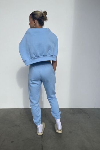 DUBU BUTİK Σετ χειμερινής φόρμας Kelebek - Baby Blue Printed Hooded Oversize