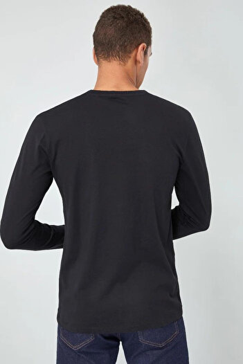 Superlife Men's Long Sleeve Hand Written Brooklyn Printed T-Shirt Spr25Ts39