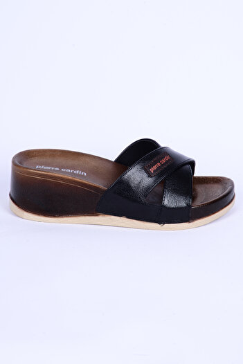 Pierre Cardin 7010 High Sole Orthopedic Sole Black Daily Women's Slippers