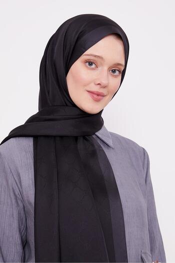 Levidor Black Honeycomb Pattern Monogram Silk Shawl