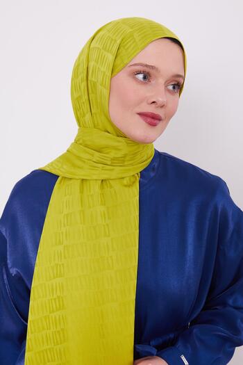 Levidor Oil Green Drop Pattern Blue Jacquard Shawl