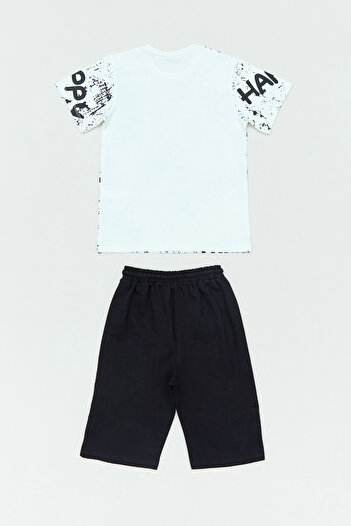 Fulla Moda Text Printed Boy's Shorts Suit