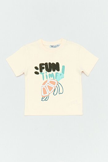 Fulla Moda Fun Embroidered Crew Neck Boy's T-Shirt