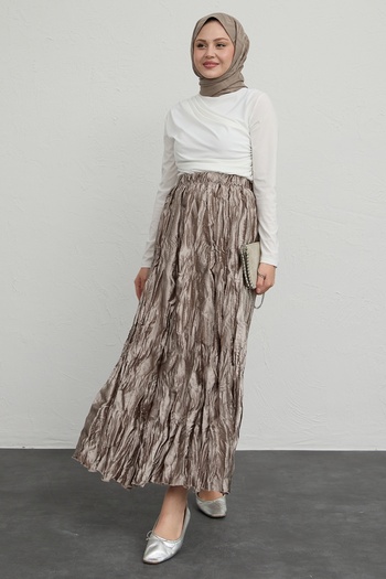 InStyle Πέρλα Σατέν Φούστα Mink