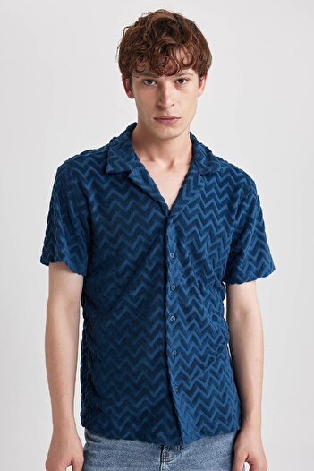 DeFacto Regular Fit Printed Terry Short Sleeve Shirt B0233ax23hs