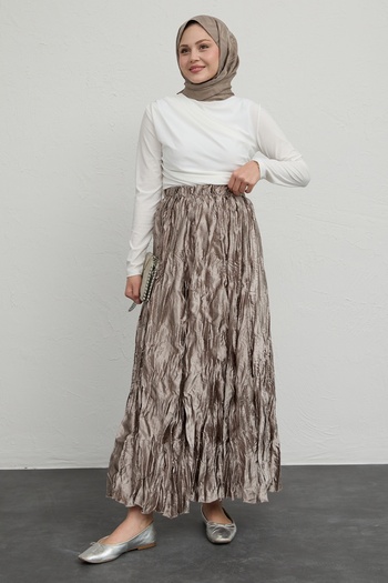 InStyle Πέρλα Σατέν Φούστα Mink