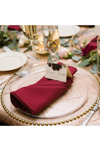 Kotonia Home Set of 10 Kotonia Home Table Napkins - 45x45 cm, Damask Satin DeLux, 100% cotton, Burgundy