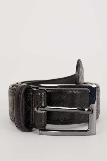 DeFacto Men's Rectangular Buckle Faux Leather Jeans Belt B4437Axns
