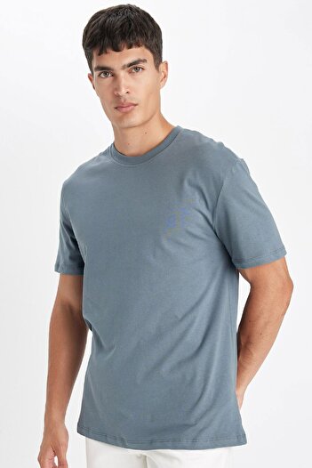 DeFacto 100% Cotton New Regular Fit Crew Neck Basic Plain Short Sleeve T-Shirt V7699Az24Sp