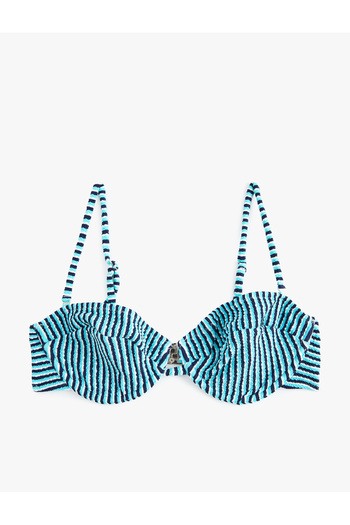 Koton Çıkarılabilir Askılı Dokulu Çizgili Balenli Bikini Üstü
