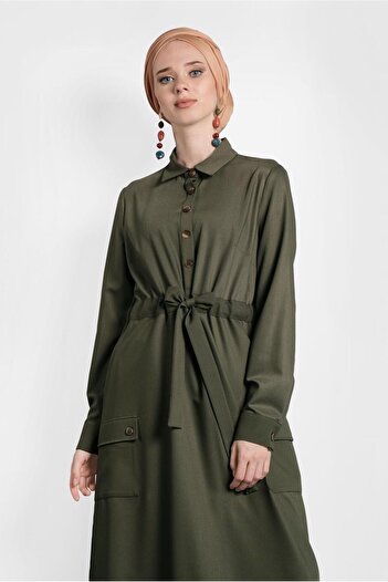 Alvina Buttoned Waist Tie Dress 40194