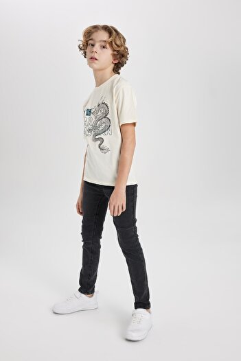 DeFacto Boy's Crew Neck Printed Short Sleeve T-Shirt C0954a824sm
