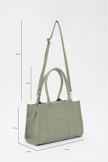SHAKA Mint Green - Shk83 Faux Leather, Single Compartment, Zippered Double Strap Hand, Arm and Shoulder Bag