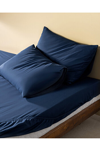 Madame Coco Manon King Size 100% Cotton Ranforce Fitted Sheet Set - Navy Blue