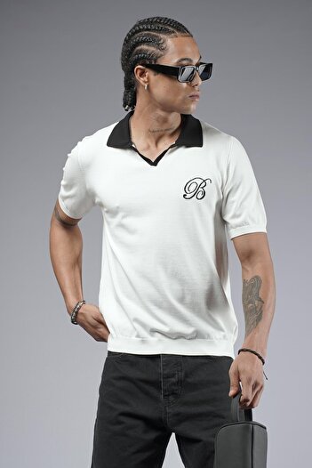 king brich Πλεκτό μπλουζάκι Polo Neck Raglan Sleeve Regular Fit