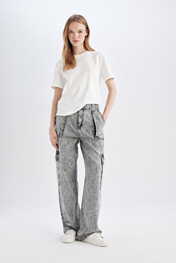 DeFacto High Waist Long Soft Jeans - Wide Leg Cargo Pants C3255ax24hs