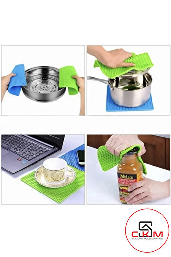 CKM silikon Silicone Square Trivet and Oven Mitts Set of 2 Fireproof Non-Stick