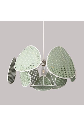 Mylamp Yeşil Bulut Doğal Hazeran Avize 75x35 cm, 9+1 ve 3+1 Duylu 30 cm