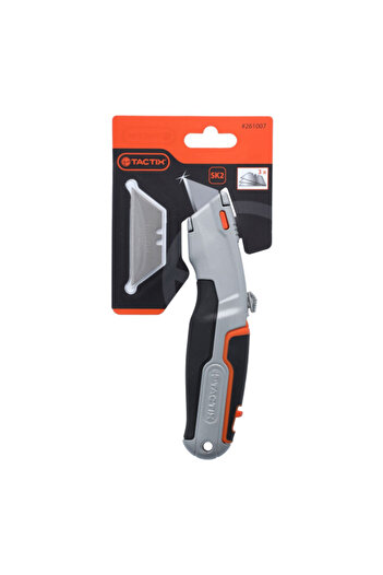 Tactix Heavy Duty Retractable Stainless Steel Utility-Knife with Non-Slip Grip and Blades