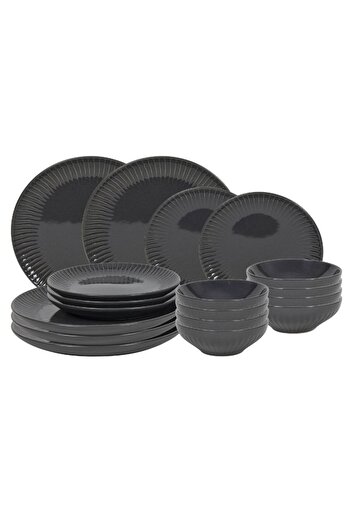 Tavola Plate set 18 pcs glossy gray