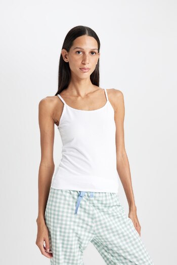 DeFacto Cotton Thin Strap White Inner Undershirt-Fall in Love M6858Az24Au